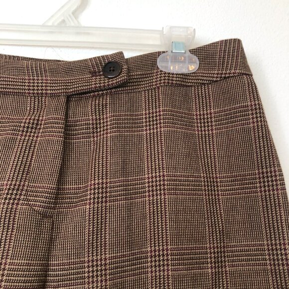 JONES NEW YORK JNY Tan Brown Burgundy Maroon Plaid WOOL Blend Dress Pants PETITE - Picture 4 of 10